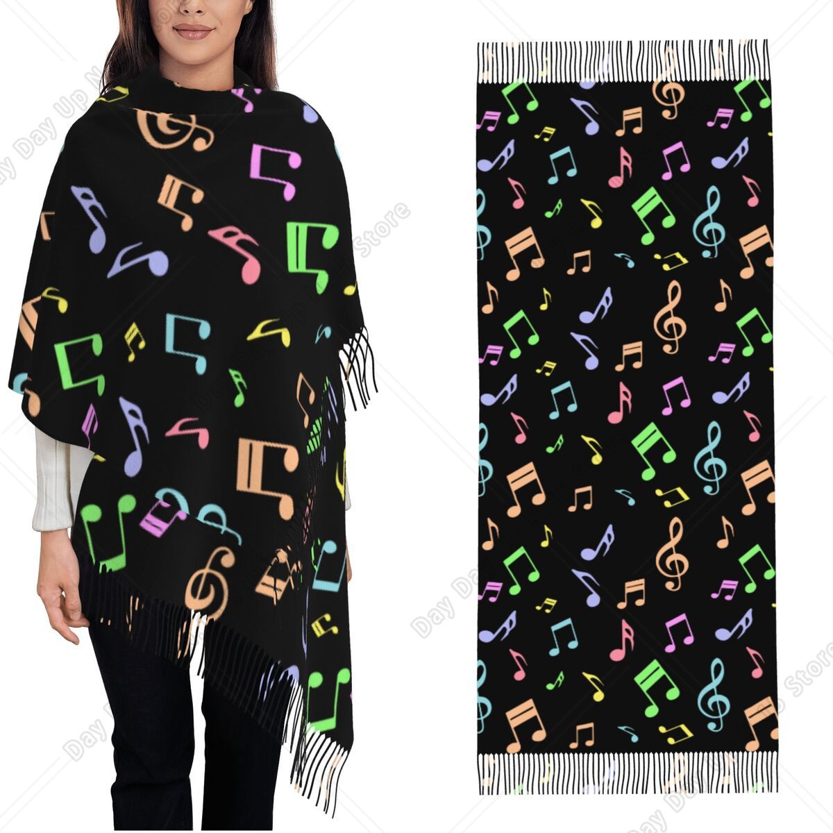 Cute And Colorful Music Notes  - đánh giá và giá Pashmina Wrap Large