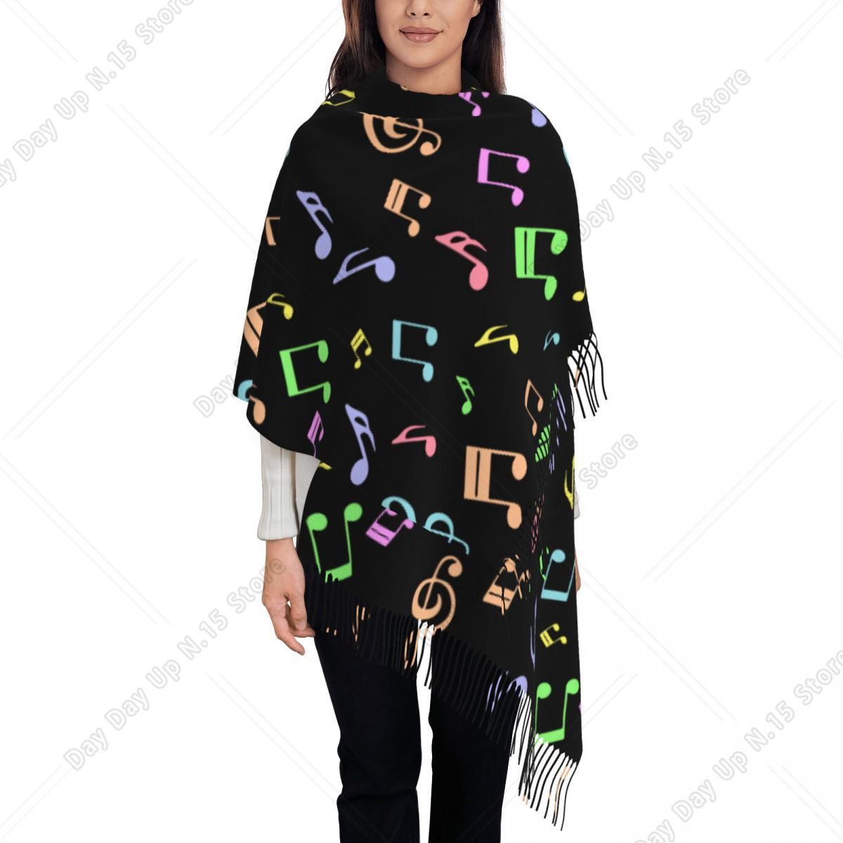 Cute And Colorful Music Notes  - đánh giá và giá Pashmina Wrap Large