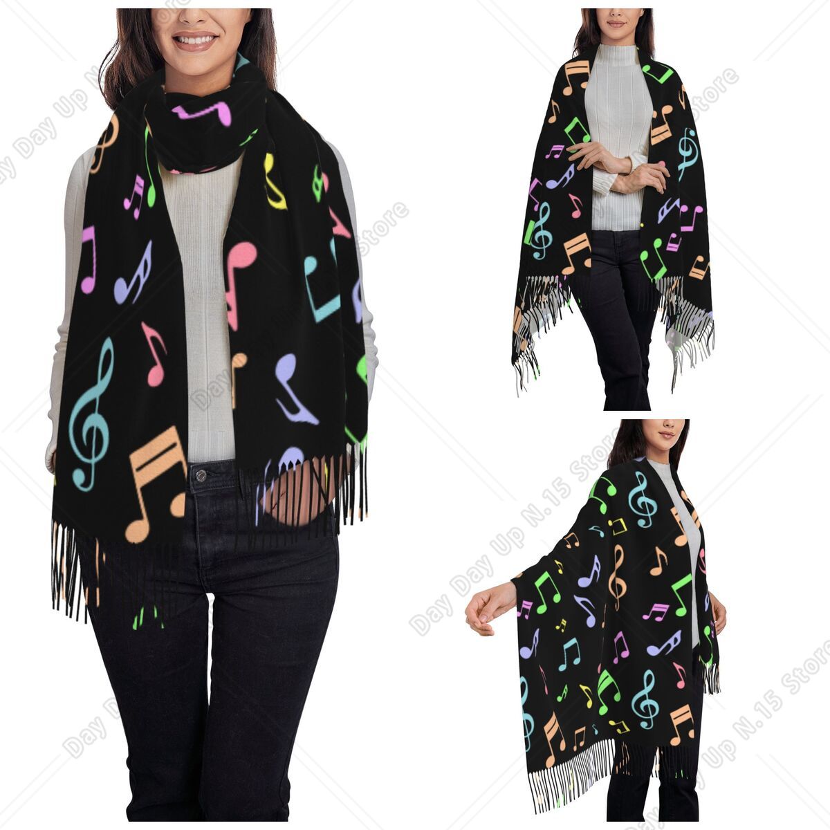 Cute And Colorful Music Notes  - đánh giá và giá Pashmina Wrap Large