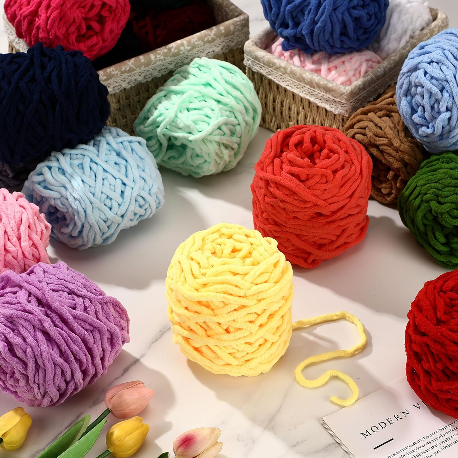 3PCS 300g Chenille Knitting Ya - đánh giá và giá Woven Scarf Blanket