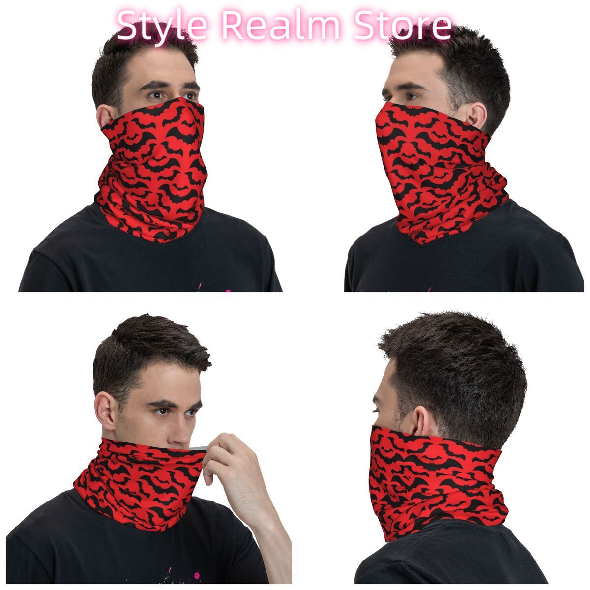 Gothic Witch Bats Pattern Band - đánh giá và giá Neck Warmer Tube