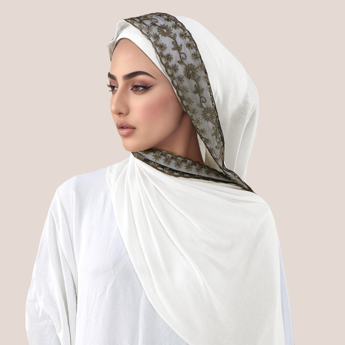 Lace Embroidery Cotton Jersey  - đánh giá và giá Head Wrap Turban