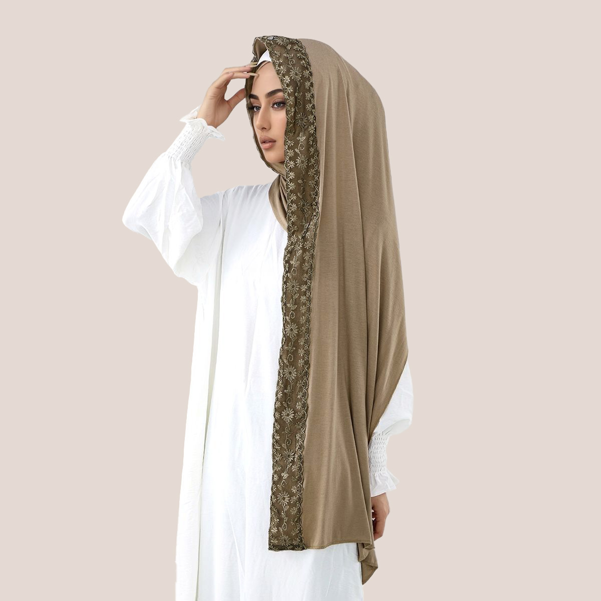 Lace Embroidery Cotton Jersey  - đánh giá và giá Head Wrap Turban