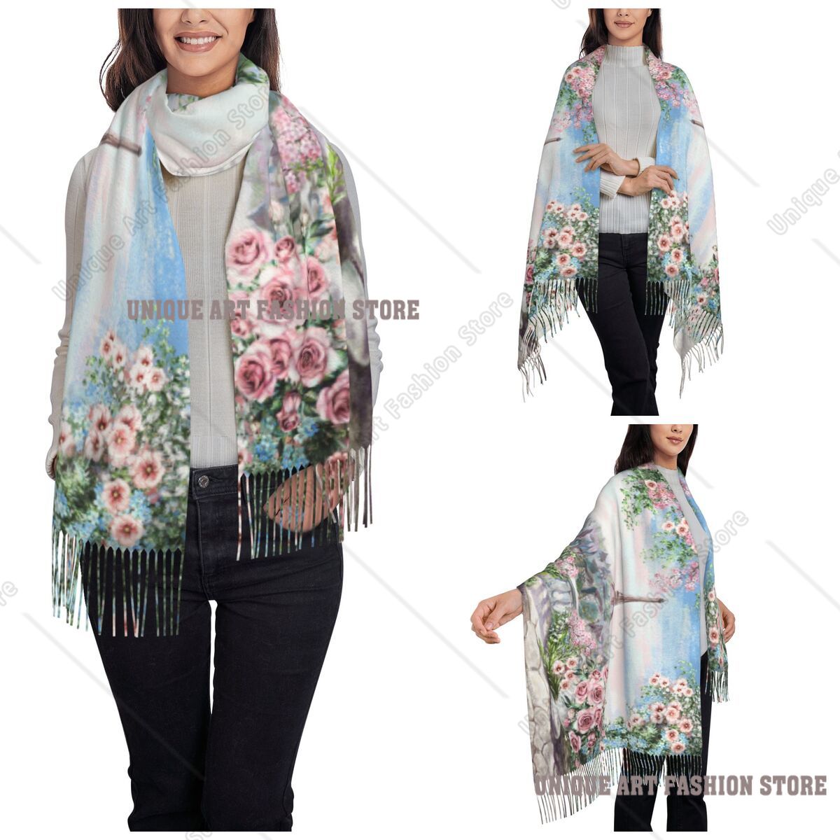 Oil Painting France Paris Eiff - đánh giá và giá Pashmina Wrap Large