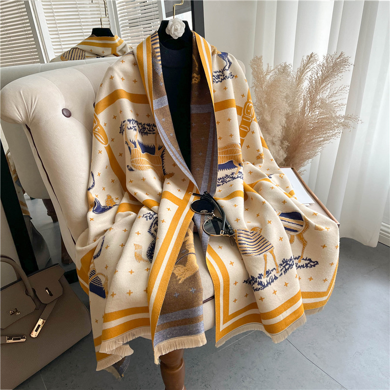 Luxury Horse Print Thick Cashm - đánh giá và giá Woven Scarf Blanket