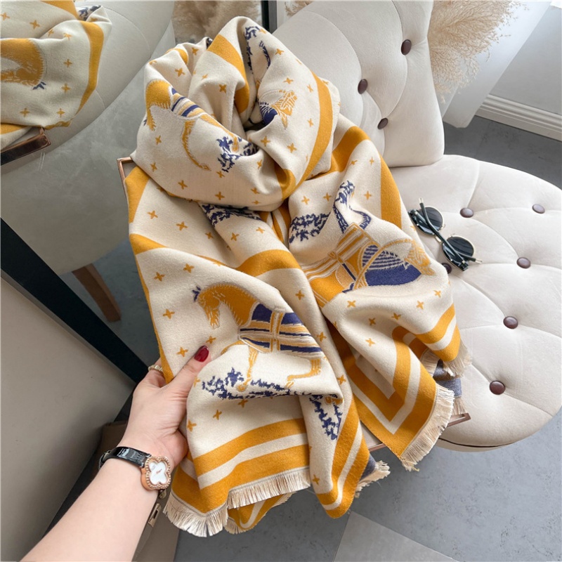Luxury Horse Print Thick Cashm - đánh giá và giá Woven Scarf Blanket