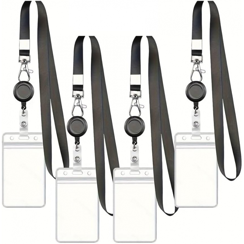 4PCS Lanyard Black Retractable - đánh giá và giá Lanyard Badge Holder