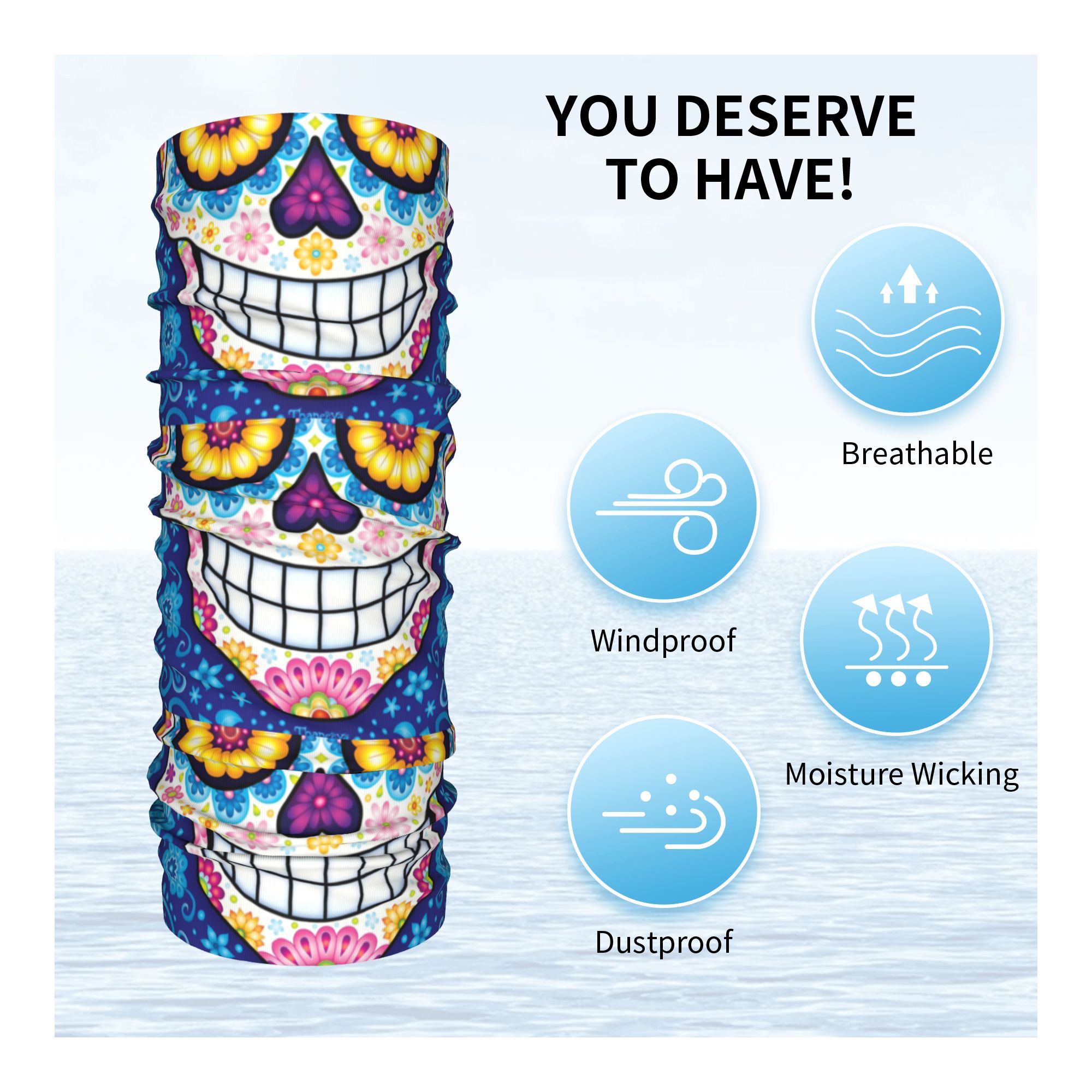 Custom Day Of The Dead Sugar S - đánh giá và giá Neck Warmer Tube