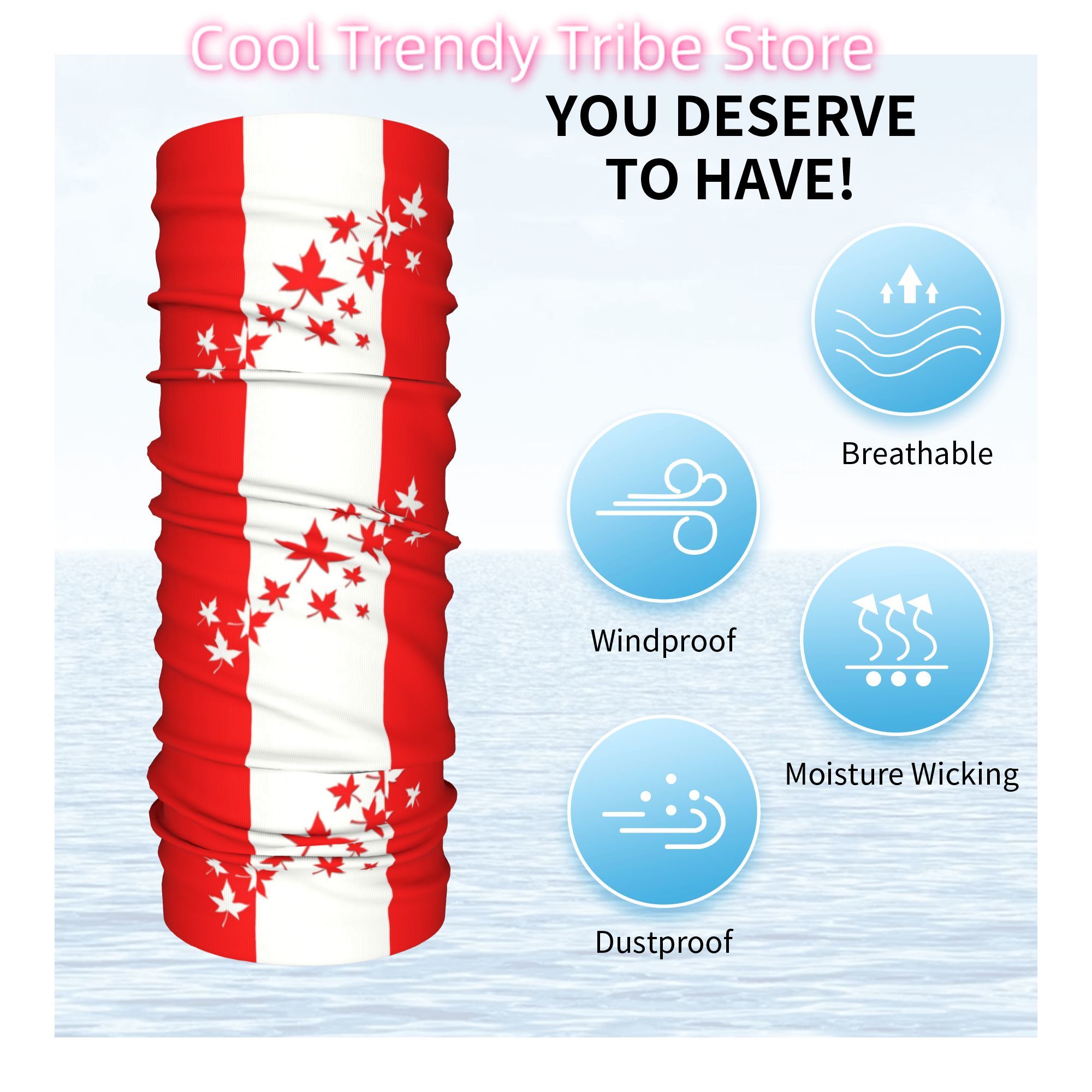 Custom Maple Leaf Canada Flag  - đánh giá và giá Neck Warmer Tube
