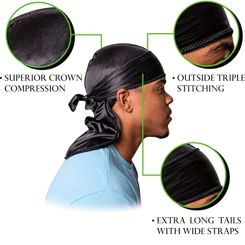 Men's Silk Durag Bonnet Bandan - đánh giá và giá Bandana Doo Rag