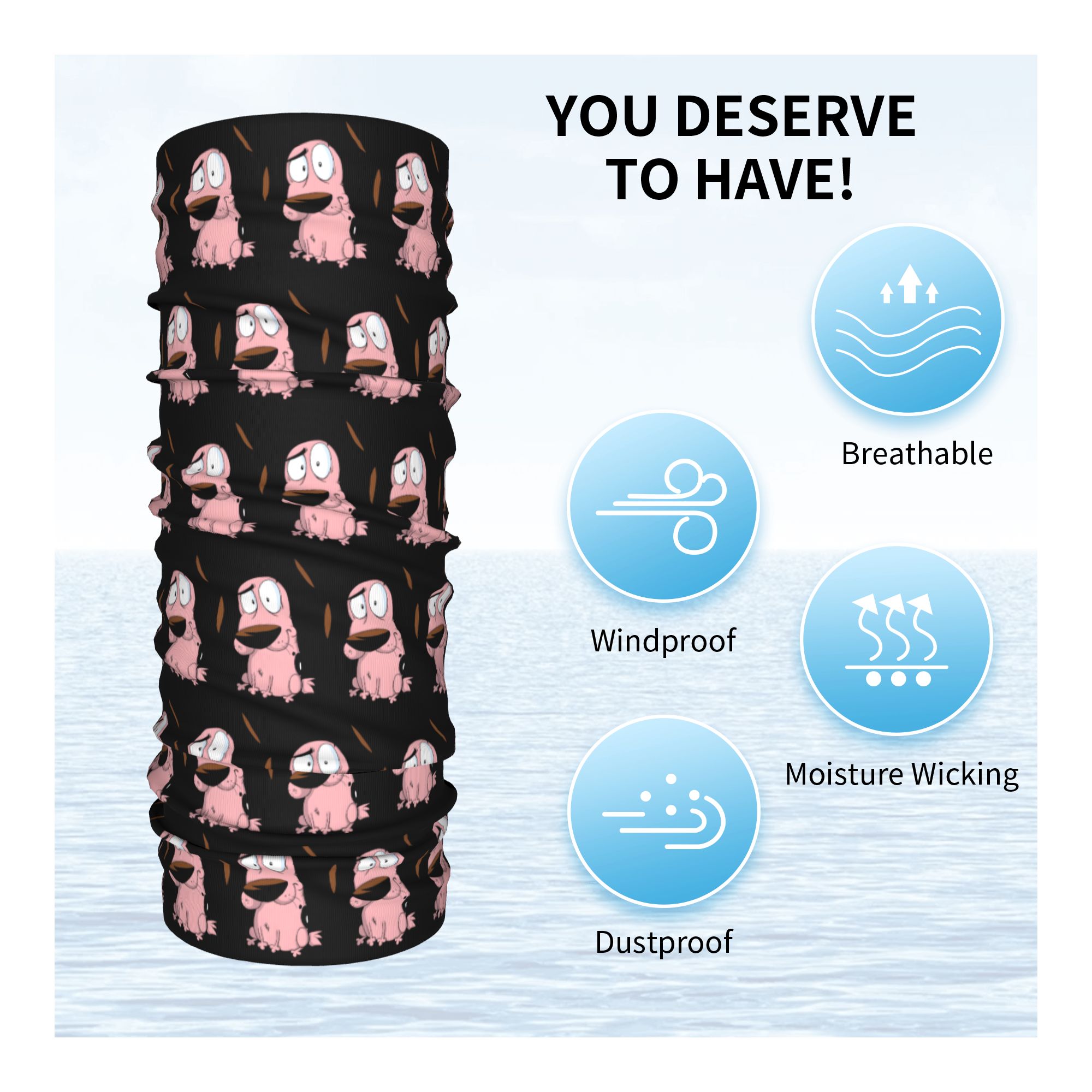 Custom Cartoon Courage Dog Win - đánh giá và giá Neck Warmer Tube