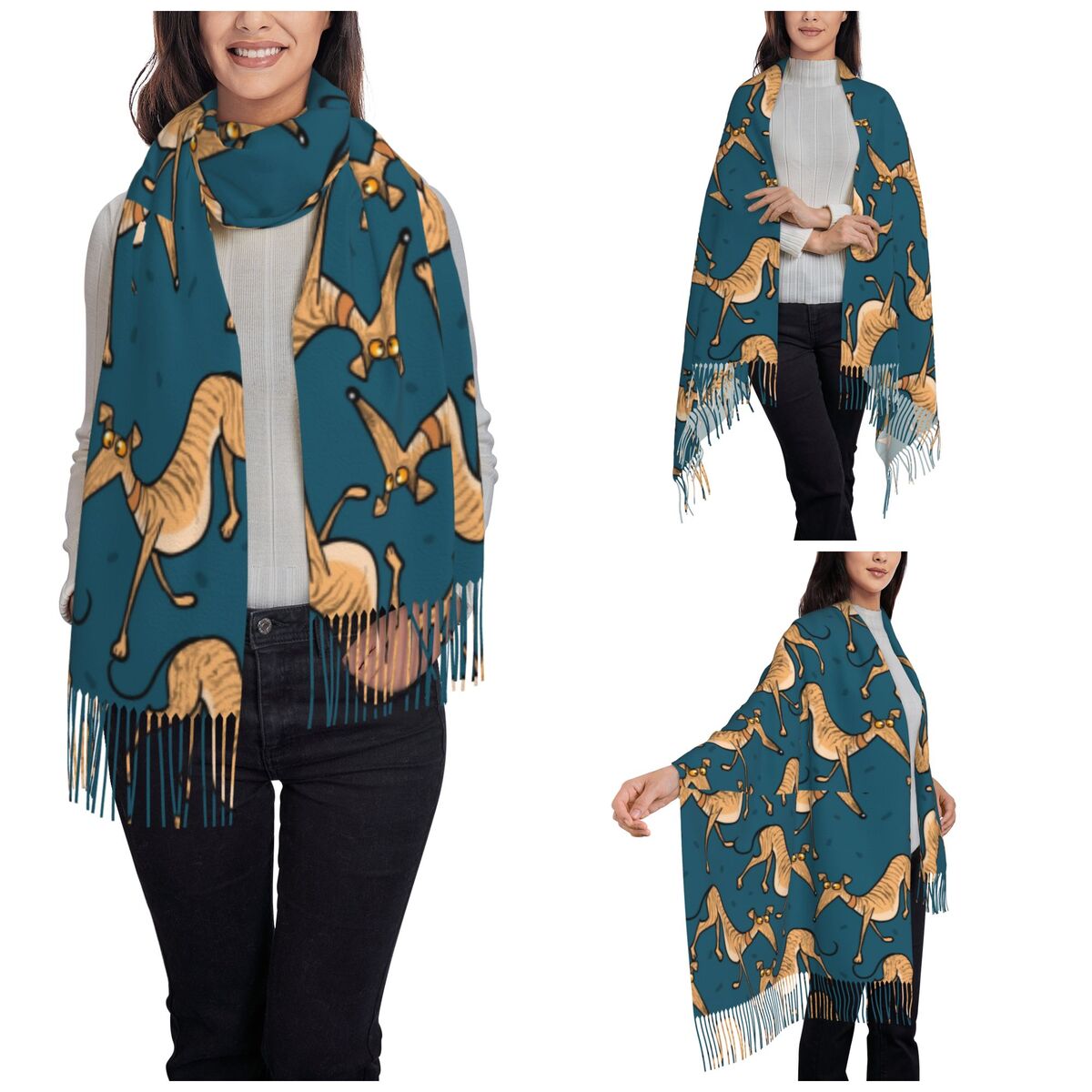 Greyhound Whippet Lurcher Dog  - đánh giá và giá Pashmina Wrap Large
