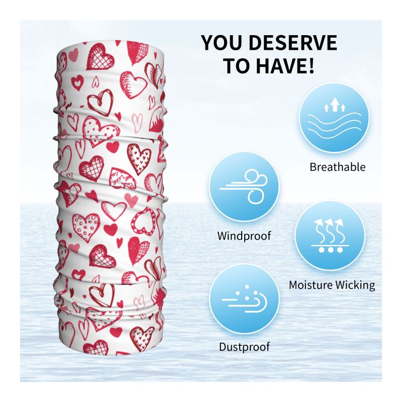 Pink Red Love Hearts Bandana N - đánh giá và giá Neck Warmer Tube
