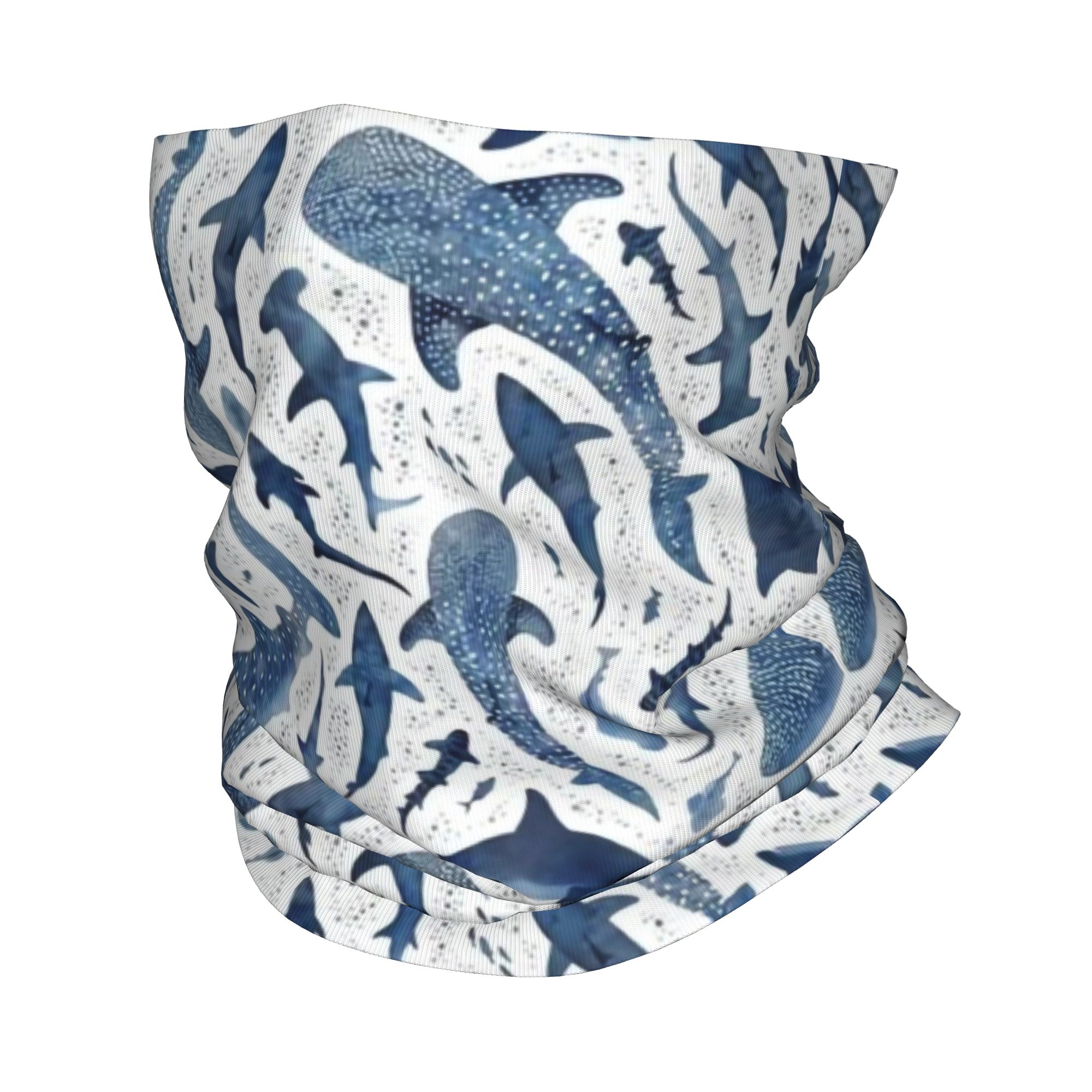 Custom Blue Watercolour Shark  - đánh giá và giá Neck Warmer Tube