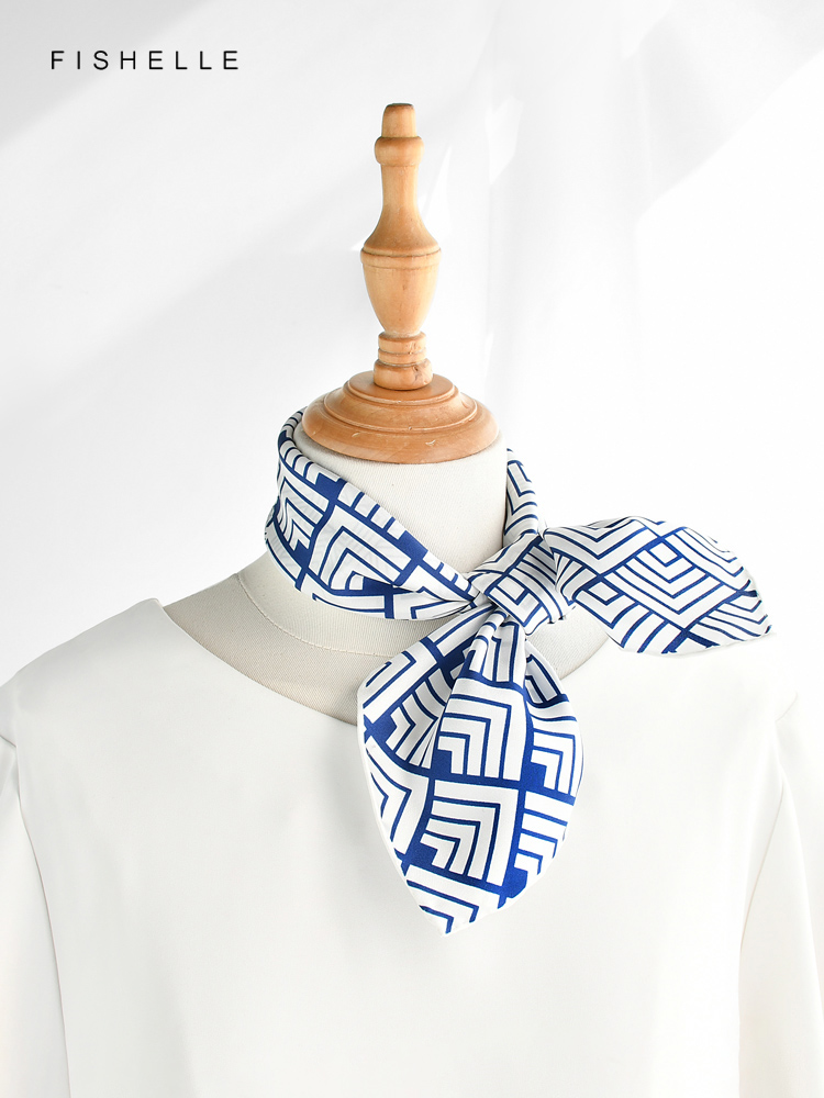 Geometric printed real silk tw - đánh giá và giá Scarf Silk Square