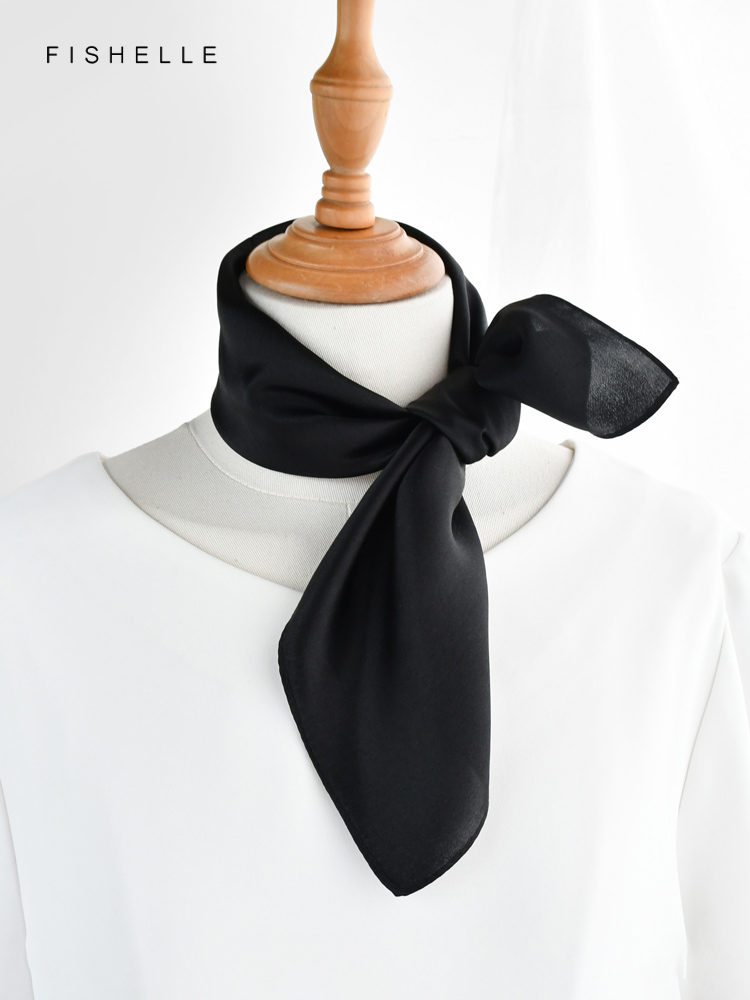 Solid color black pure silk sc - đánh giá và giá Scarf Silk Square