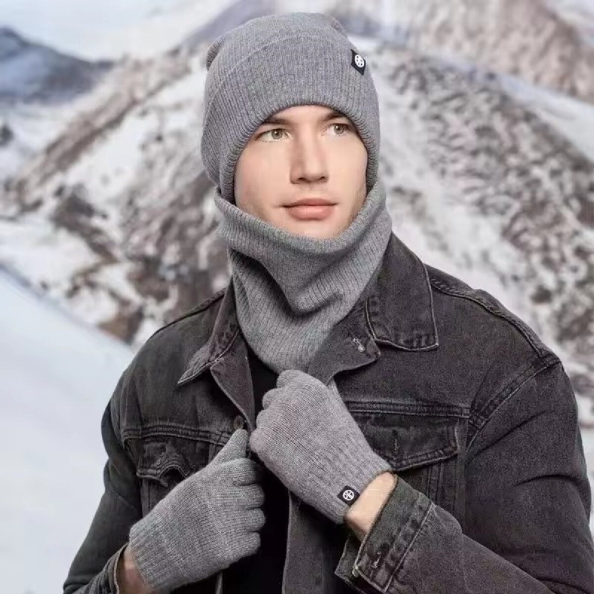 3pcs Winter Beanie Hat Gloves  - đánh giá và giá Muffler Men Wool