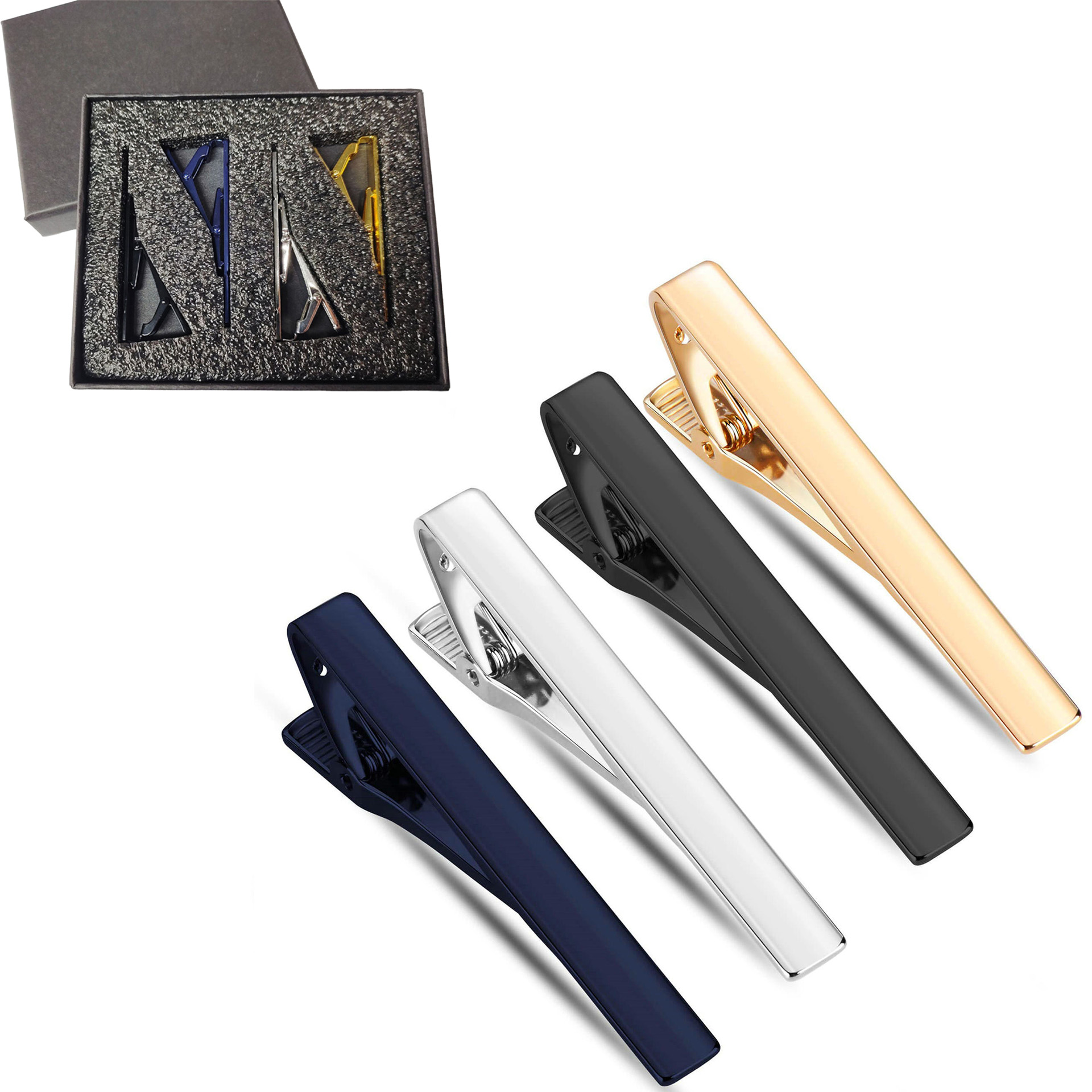 Metal Necktie Tie Clips 1/4/6  - đánh giá và giá Tie Bar Set Gift