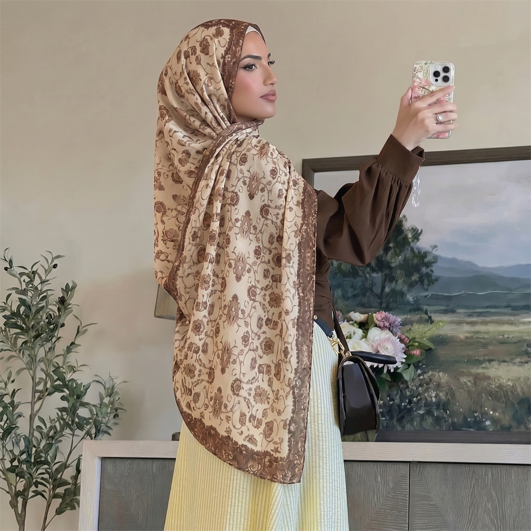 Vintage Floral Print Hijab Sof - đánh giá và giá Head Wrap Turban