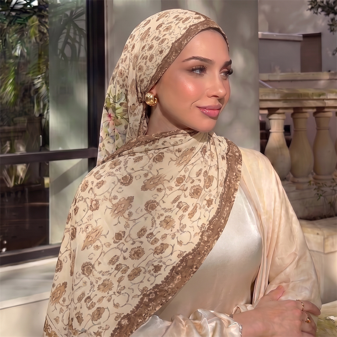 Vintage Floral Print Hijab Sof - đánh giá và giá Head Wrap Turban
