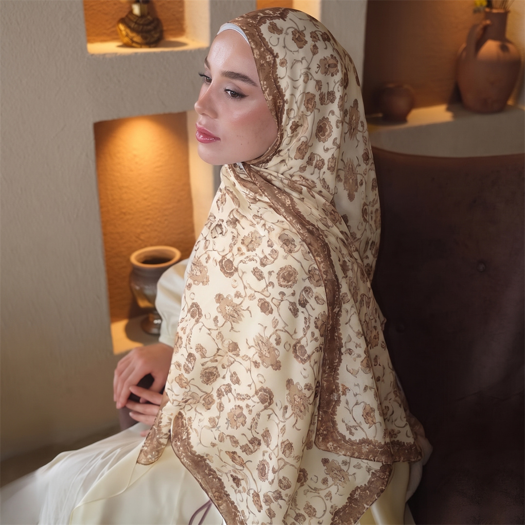 Vintage Floral Print Hijab Sof - đánh giá và giá Head Wrap Turban