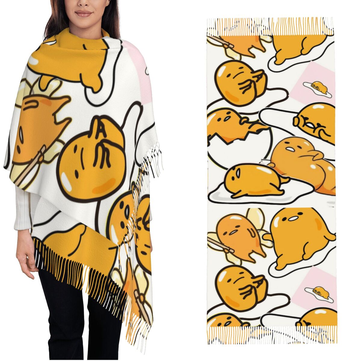 Gudetama Cute Egg Cartoon Scar - đánh giá và giá Pashmina Wrap Large