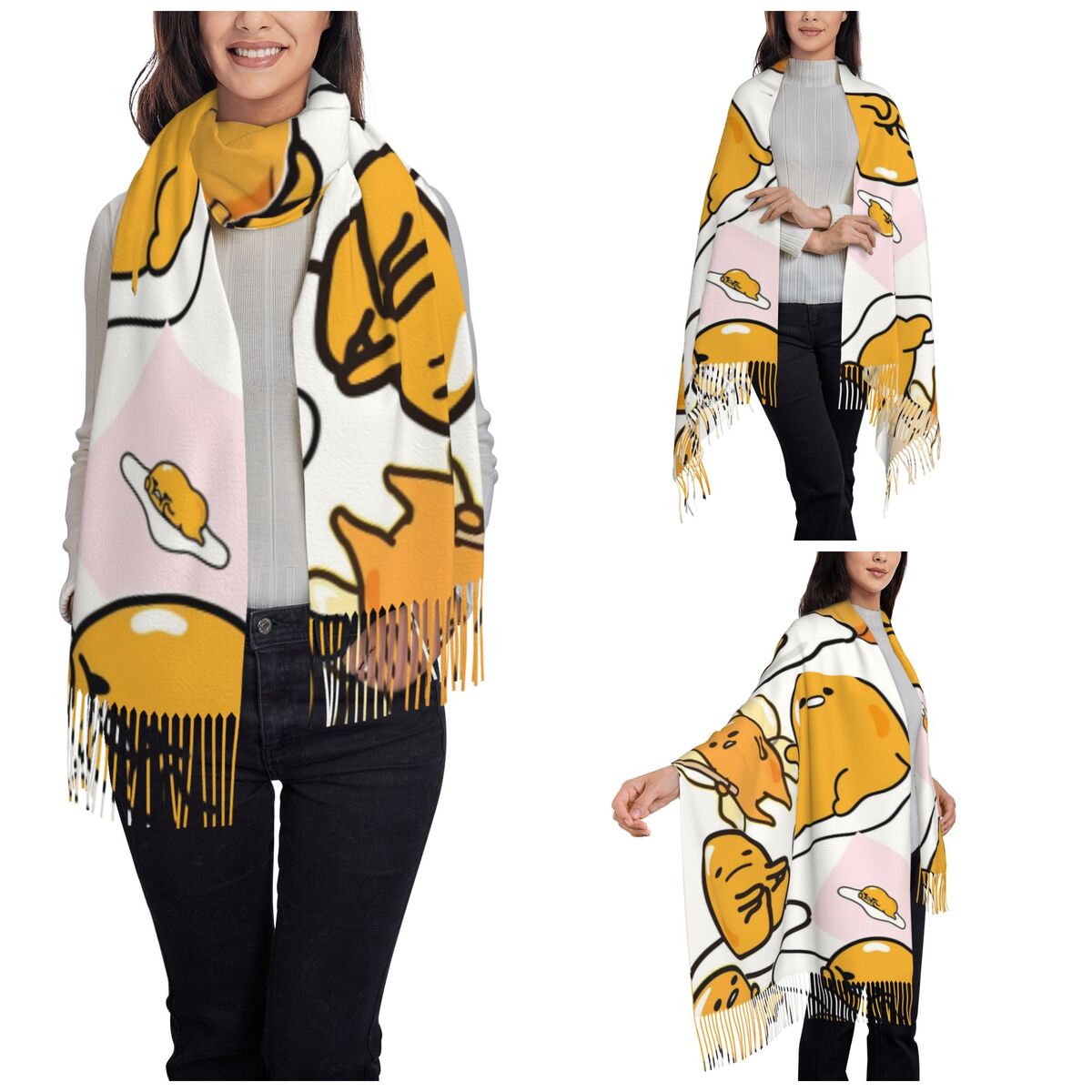 Gudetama Cute Egg Cartoon Scar - đánh giá và giá Pashmina Wrap Large