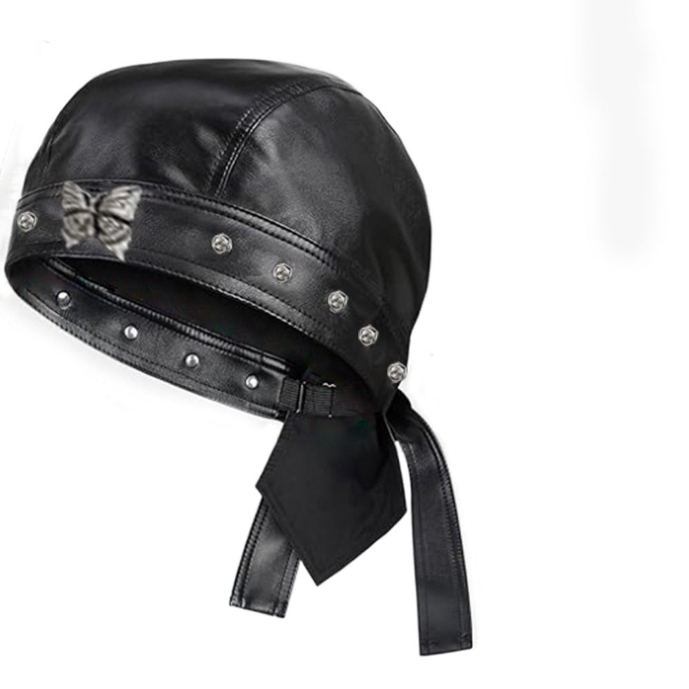 New PU Leather Black Biker Cap - đánh giá và giá Bandana Doo Rag