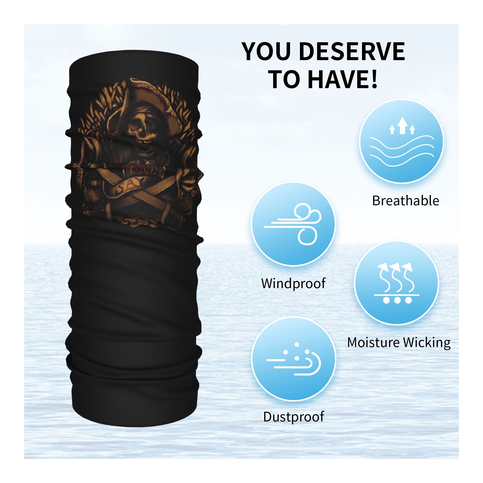 Custom Never Say Die Pirate Sk - đánh giá và giá Neck Warmer Tube